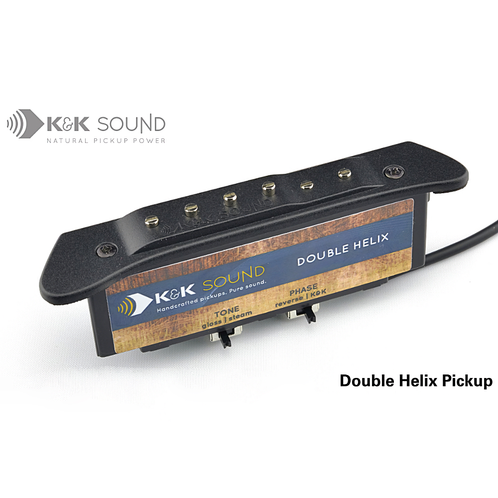 One of the Best Sound Hole pickups you will ever hear... and it's passive
The Double Helix is a hum-cancelling, dual-coil soundhole pickup for steel-string acoustic guitars. It features a phase switch and a unique tone switch that allows players to easily change from a bright “GLOSS” setting to a more substantial “STEAM” setting